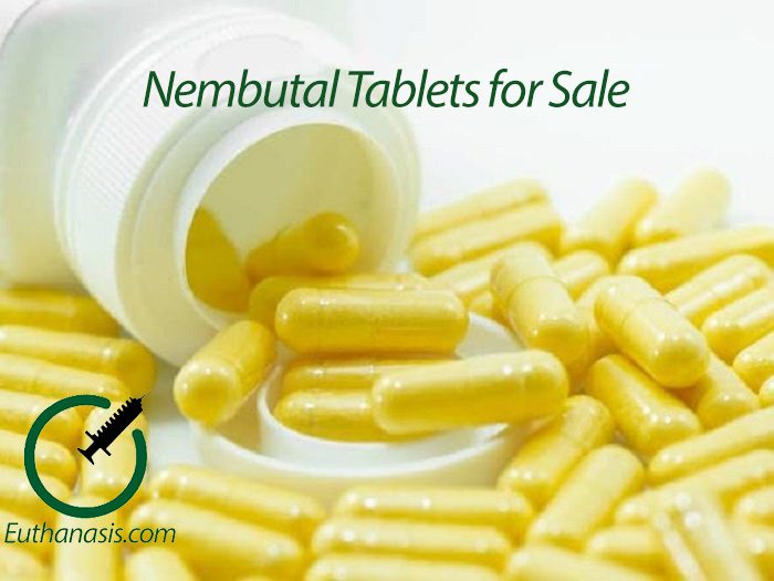 Nembutal Tablets For Sale - Close-up of Nembutal tablets with Euthanasis.com packaging and safety seal.